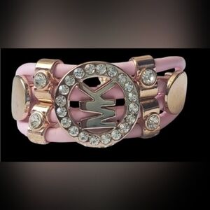 Michael Kors Leather Bracelet With Crystal Accents